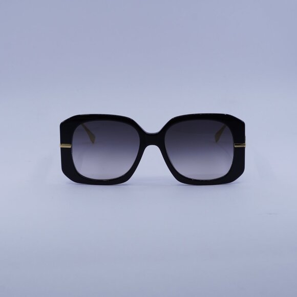 Fendi FE40065I 01B Sunglasses Black/Gold Square Frame, Smoke Lenses - Picture 3 of 9